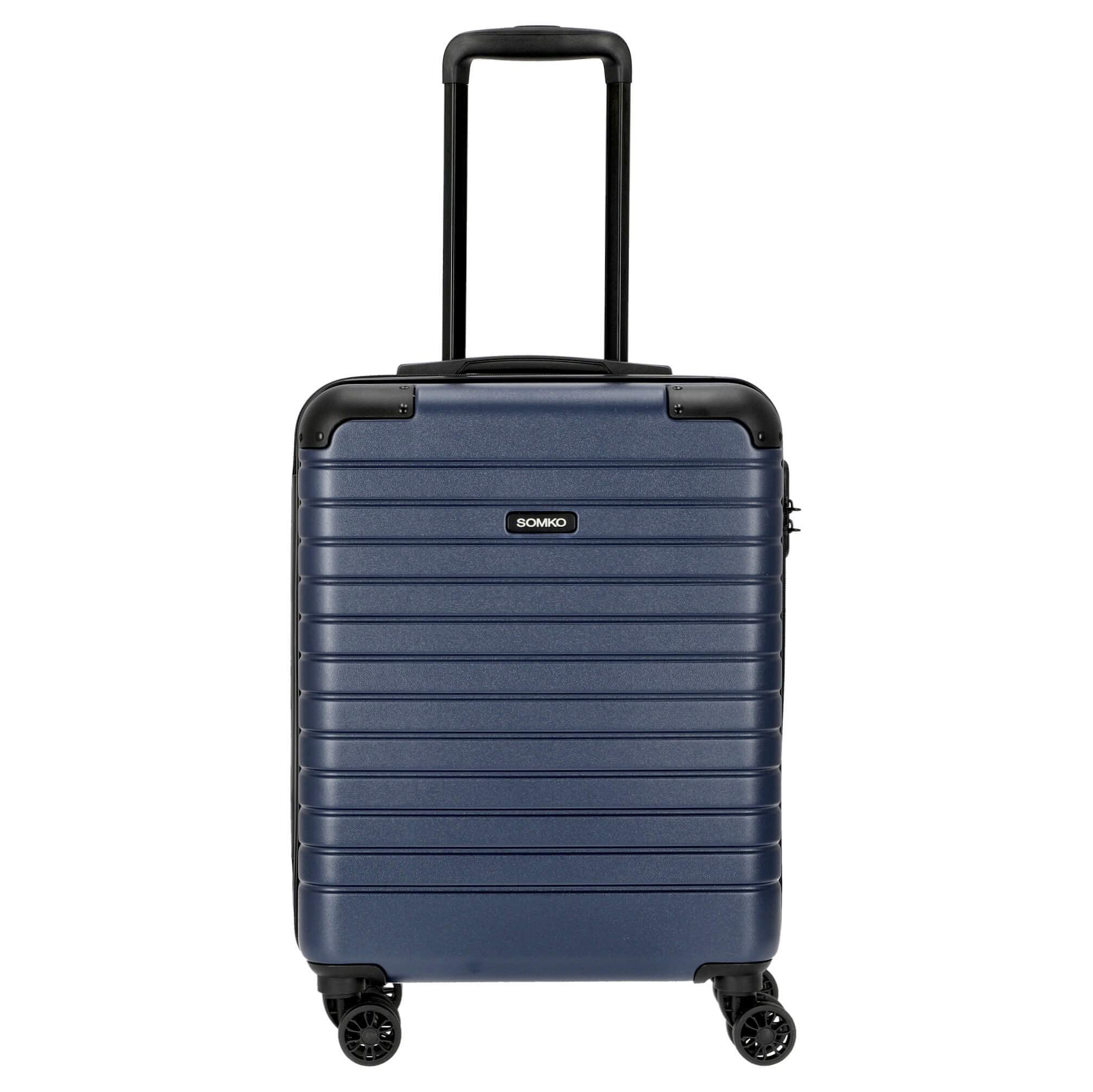 Line Valigia rigida Bagaglio a mano Trolley cabina 55cm Blu navy, 4 ruote doppie, lucchetto TSA, espandibile, polipropilene leggero | 37L