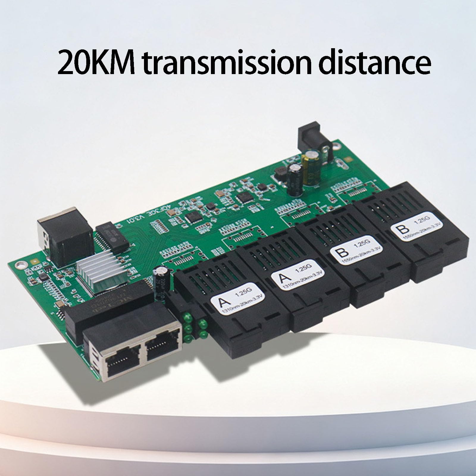 Convertisseur de média à fibre compacte 4 opt 3 ports RJ45 connecteur monomode pour réseau 20 km d'extension Ethernet à distance