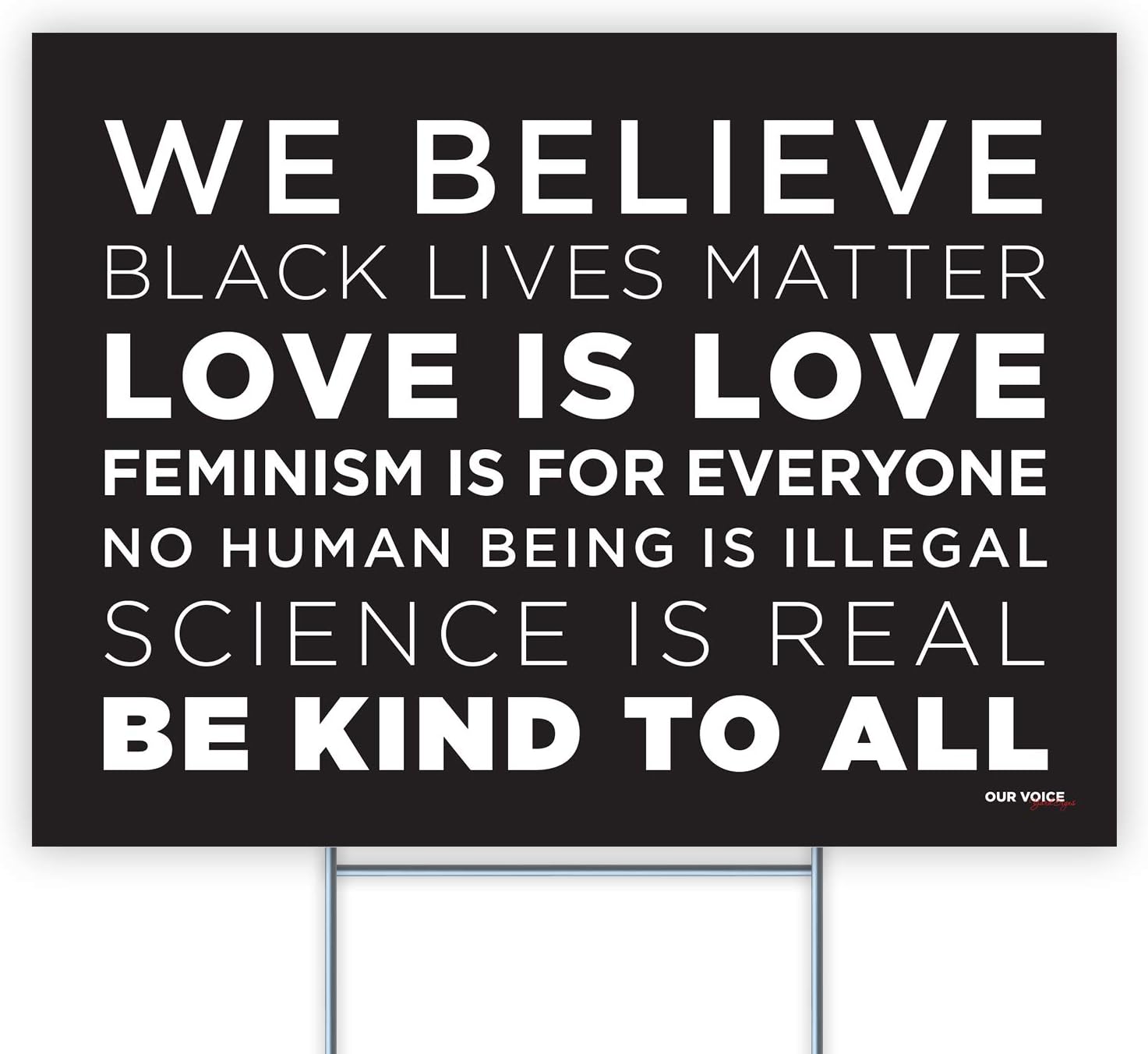 We Believe Yard Signs with Stakes, Double Sided, Weatherproof Plastic Protest Black Lives Matter Signs for Home Décor with Big and Bold Letters, 18 x 24 inches (#3)
