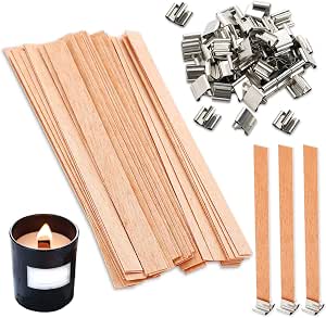 Yueton 100 Stoppini In Cotone Per Candele Con Linguette Metalliche - 9 Cm Di Lunghezza - Kit Per Realizzare Candele E Candele Fai Da Te - 5