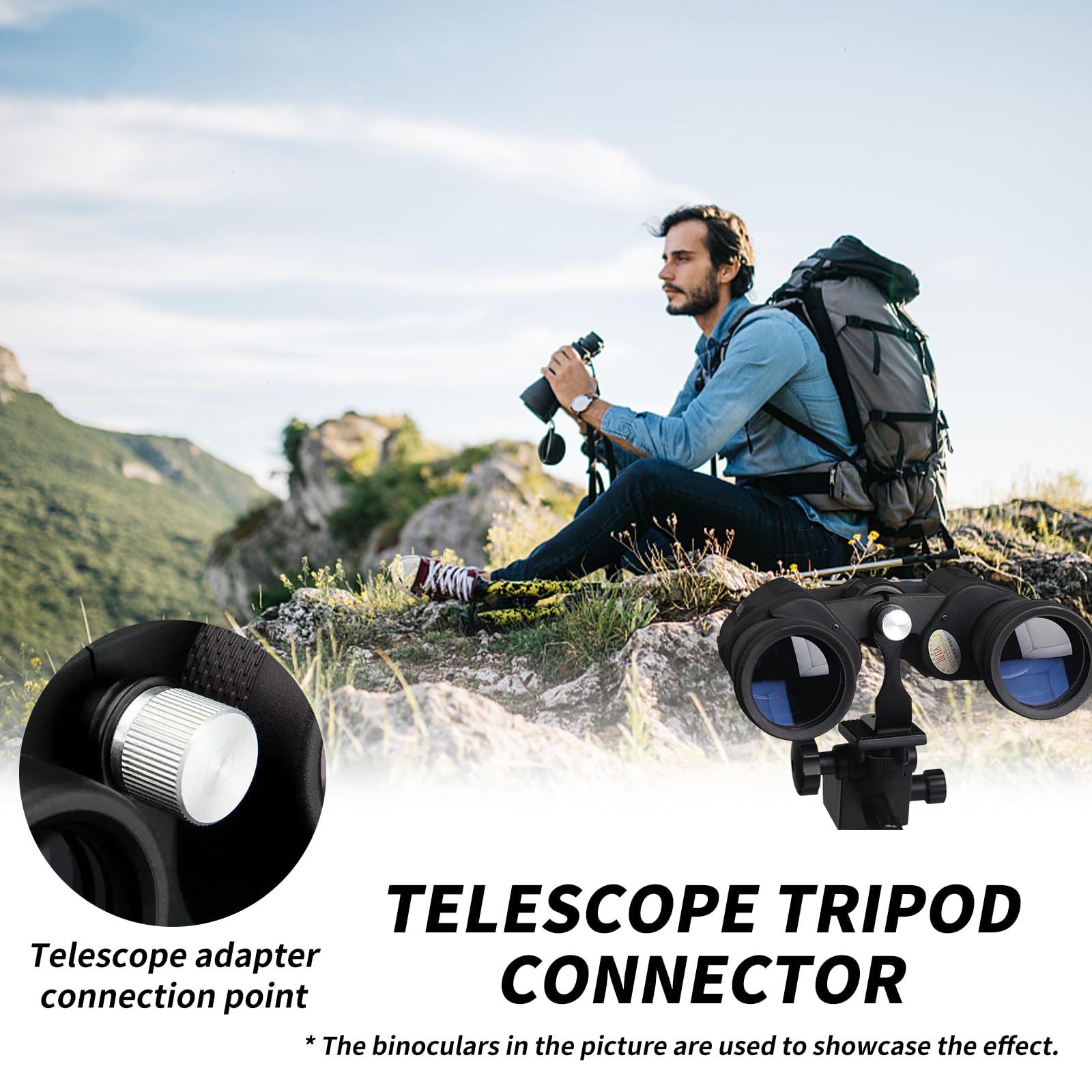 L Metal Binocular Adapter, Adaptateur Universel pour trépied binoculaire, Support en L, Adaptateur de Montage en métal 50 mm Compatible avec tous les trépieds 1/4, télescope, caméra, Noir