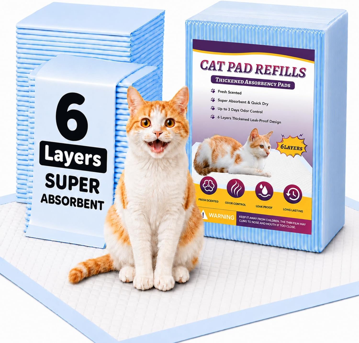 Cat Litter Pads, Compatible With Breeze Litter Box System, Leak-Resistant Disposable Pee Pad for Cats, 16.9 x 11.4" Cat Pee Pads, 900g Absorbency, 35 Count