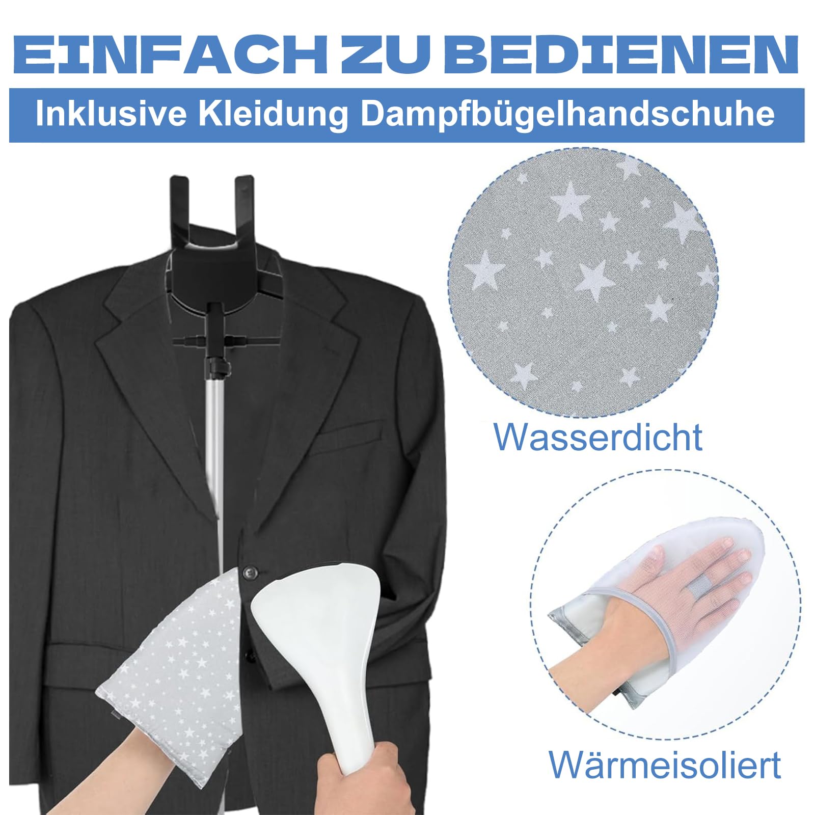 Séchoir à vapeur pour vêtements, 80 à 160 cm, trépied télescopique, défroisseur à vapeur portable, avec gants de repassage, convient pour les voyages et l'utilisation domestique