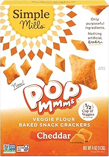 Simple Mills Pop Mmms Cheddar Veggie Flour Baked Snack Crackers, Gluten Free, 4 Ounce (Pack of 1)