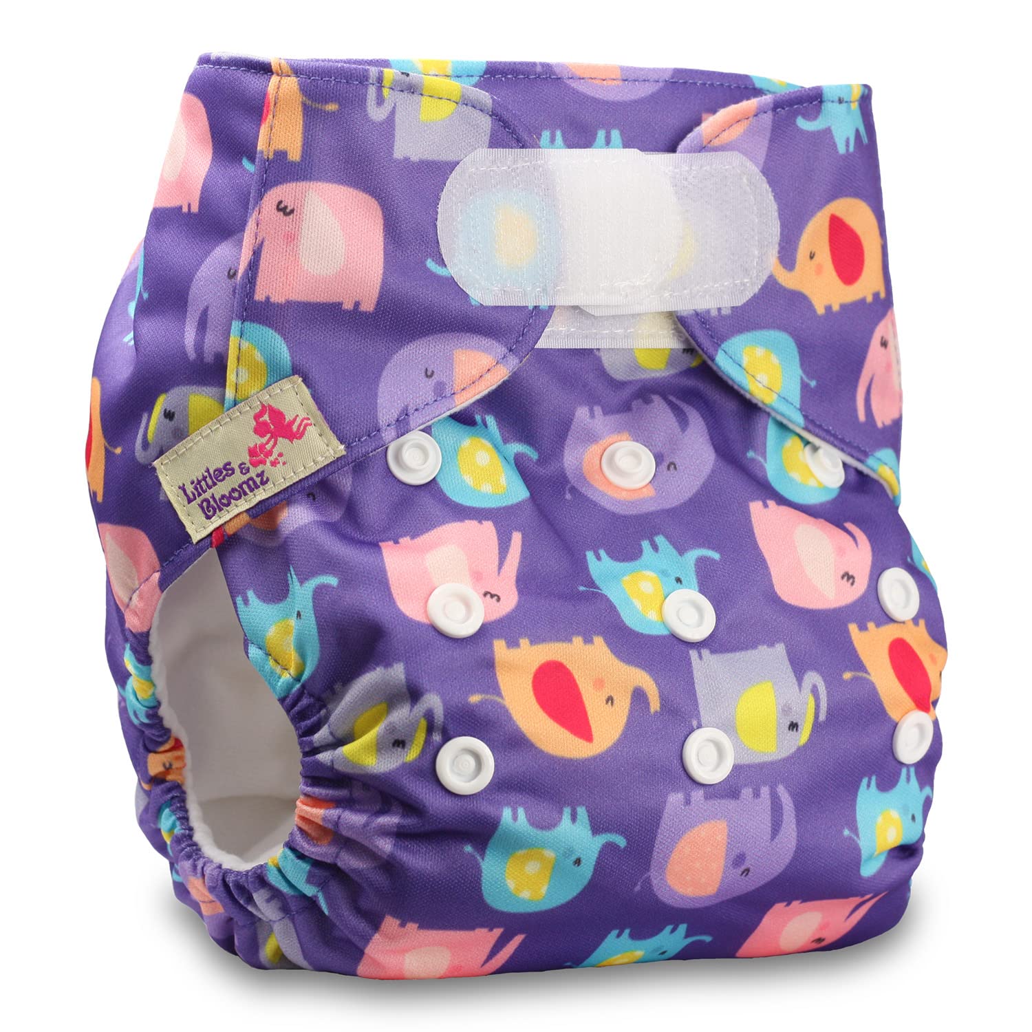 Littles & Bloomz, Reusable Pocket Cloth Nappy, Fastener: Hook-Loop, Set of 1, Pattern 32, Without Insert — image 1