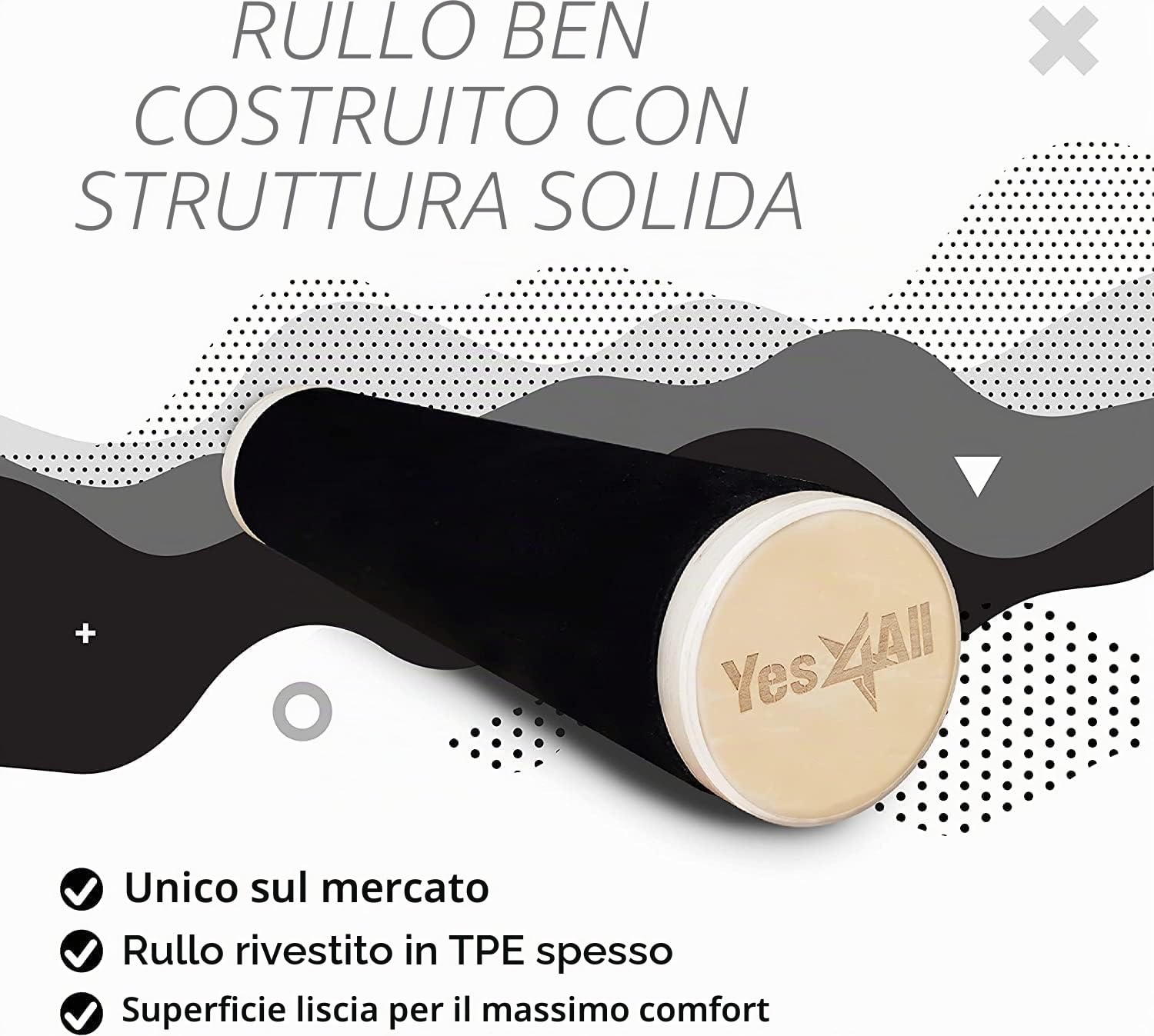 Yes4All Balance Board Trainer, superficie liscia e rullo rivestito in TPE spesso; tavola da allenamento in legno per tutti i livelli di allenamento, stabilità e forza del core
