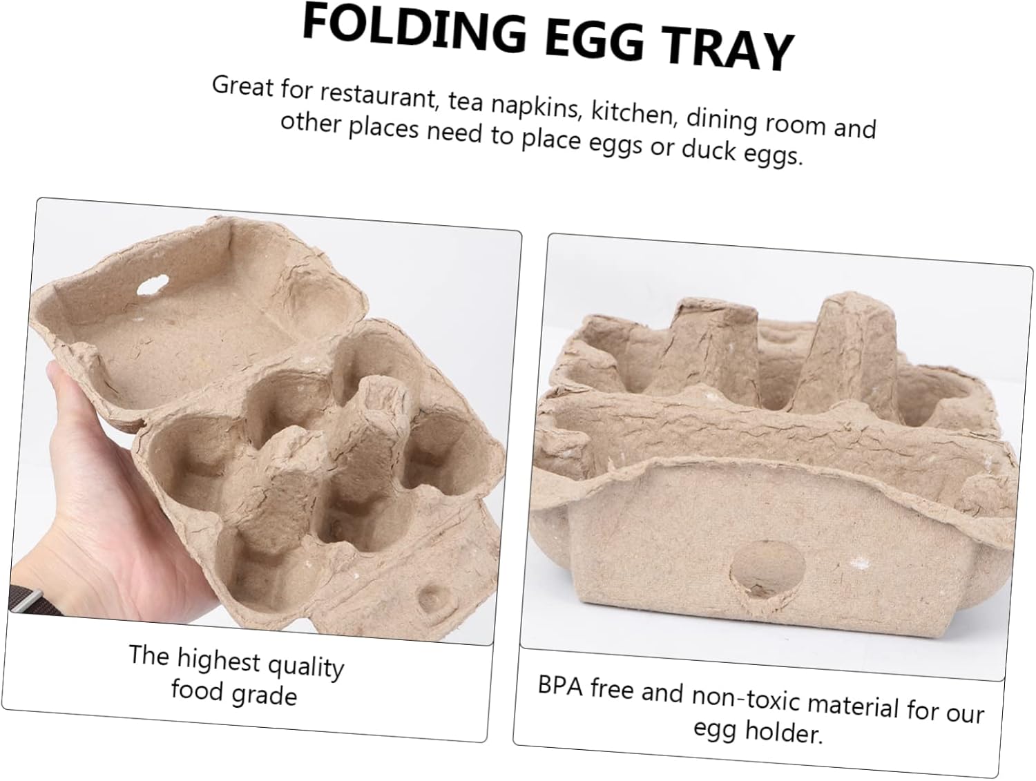 5pcs Egg Cartons for Chicken Eggs 6 Count Pulp Egg Flat Pulp Egg Crate Egg Carrier Eggs Storage Tray Cardboard Flats Egg Flats Vintage Refrigerator Egg Rack Buckle Travel Material, 02135