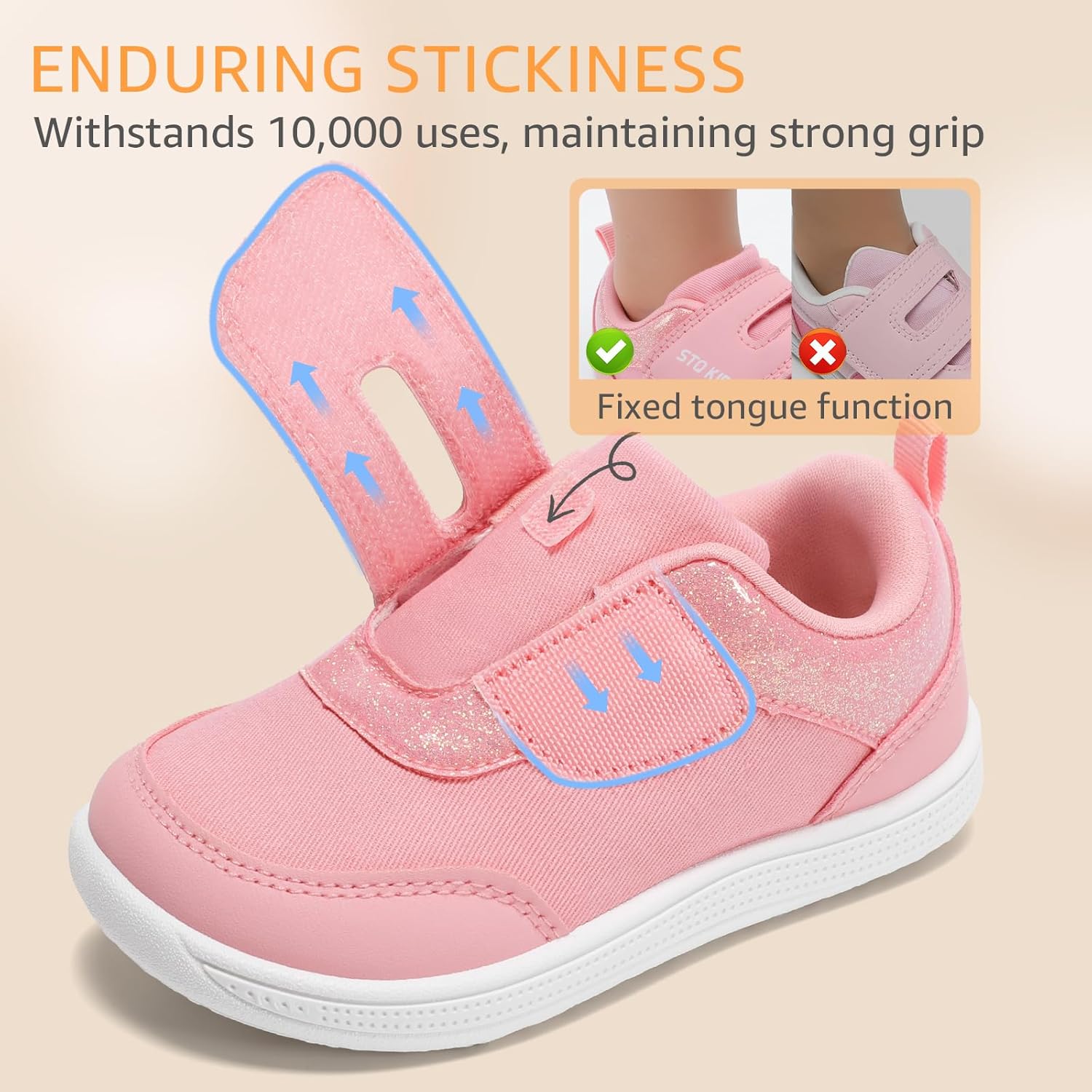 Toddler Wide Toe Box Barefoot Shoes Boys Girls Zero Drop,Baby First Walking Shoes Glitter Little Kids Sneakers Non-Slip Preschool Running Tennis Canvas Casual Preschool Outdoor Activities - Image 7