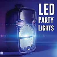 Vista 9 de QFX PBX-616SM - Altavoz recargable Bluetooth de 15 pulgadas con luces LED, micrófono y soporte, color negro