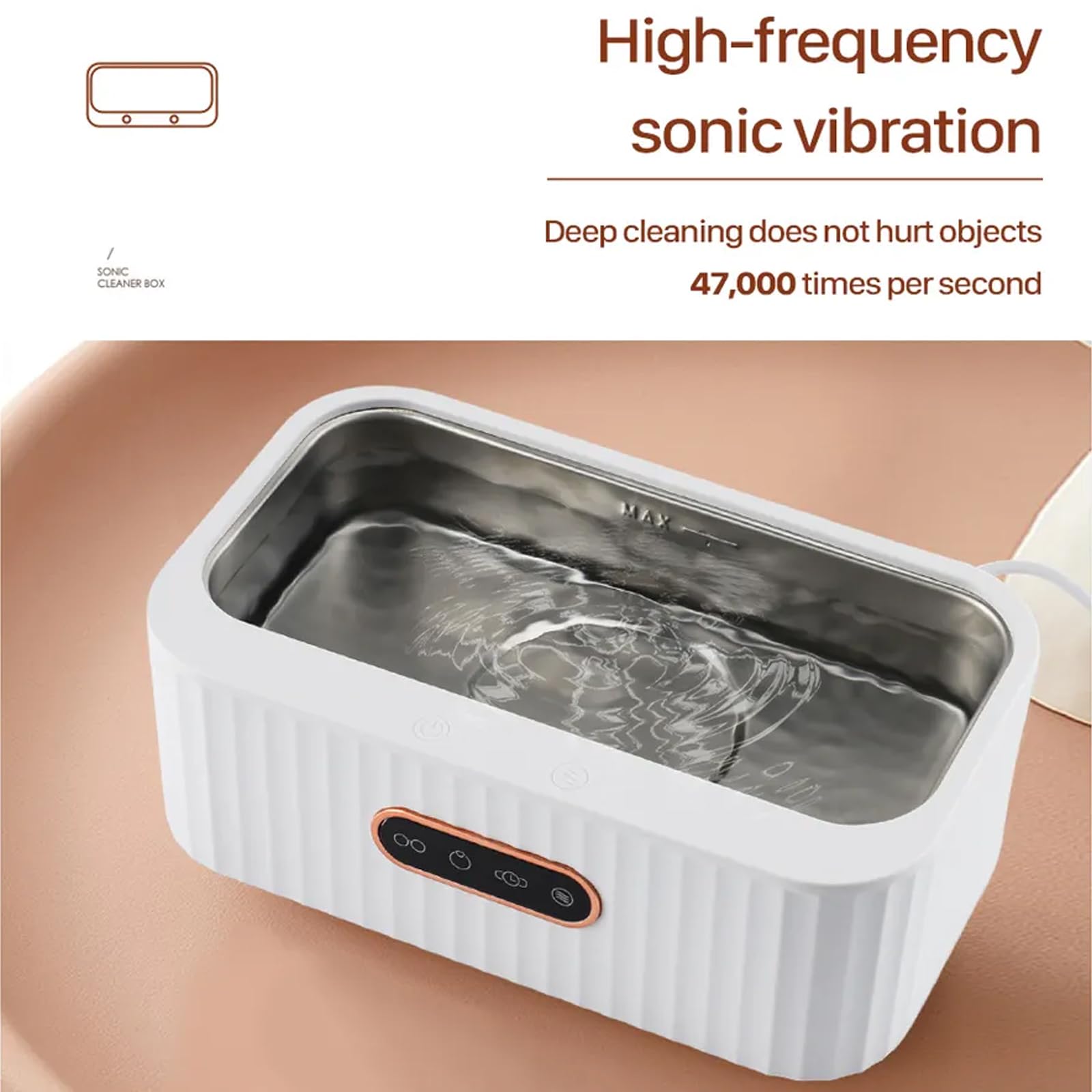 Ultrasonic Jewelry & Glasses Cleaner, pojemność 400 ml, 45 kHz niski poziom hałasu, czyszczenie 360 stopni, 4 tryby automatycznego timera, do srebrnych, pierścionków, sprzedawców detalicznych, złota