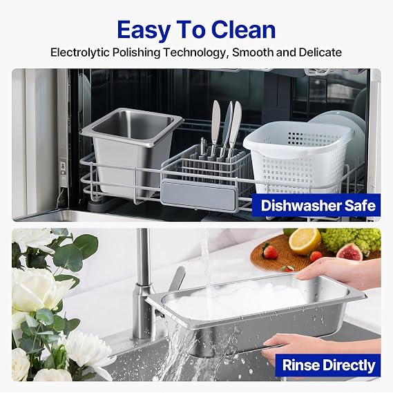 1/6 Hotel Pans 2 1/2 inch Deep Stainless Steel Steam Table Food Pan Commercial Metal Food Catering Tray Anti Jam for Hotel Restaurant Buffet Party Supplies(Set of 6)