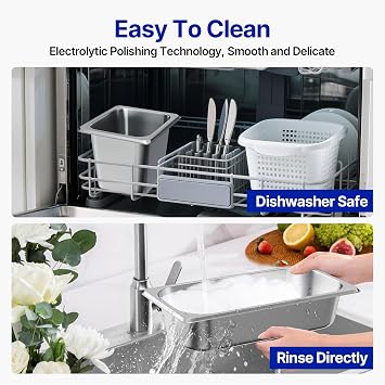 1/6 Hotel Pans 2 1/2 inch Deep Stainless Steel Steam Table Food Pan Commercial Metal Food Catering Tray Anti Jam for Hotel Restaurant Buffet Party Supplies(Set of 6)