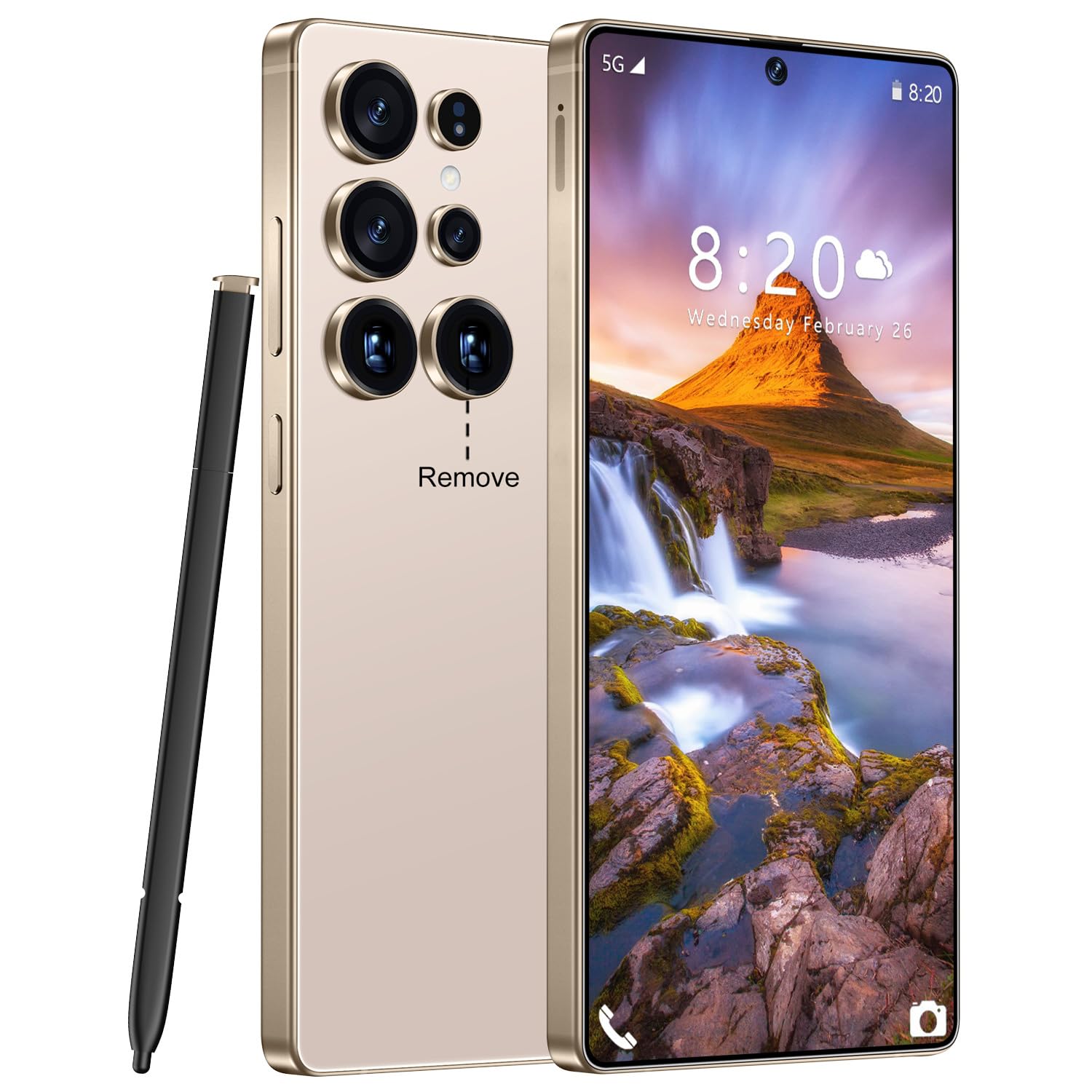 Fadnou S25 Ultra Unlocked Cell Phone, Built in Pen, Smartphone Battery 7000mAh, 6.99" HD Screen Unlocked Phones, 16+512GB 5G The Phone Android 14, Face ID/Fingerprint Lock/GPS,Gold
