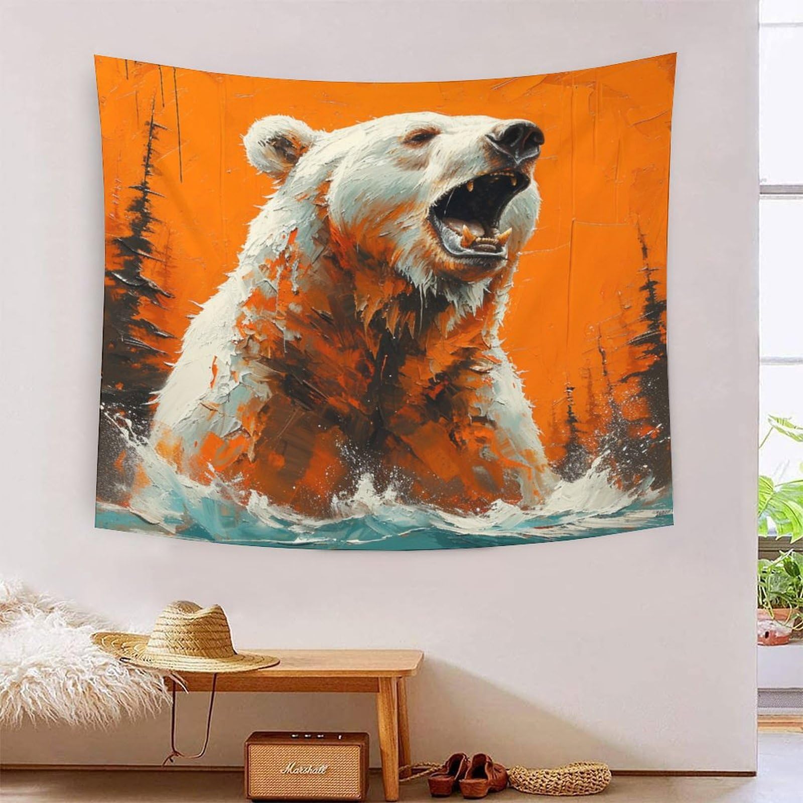 Couverture murale 3D ours marron tapisserie 150x200cm