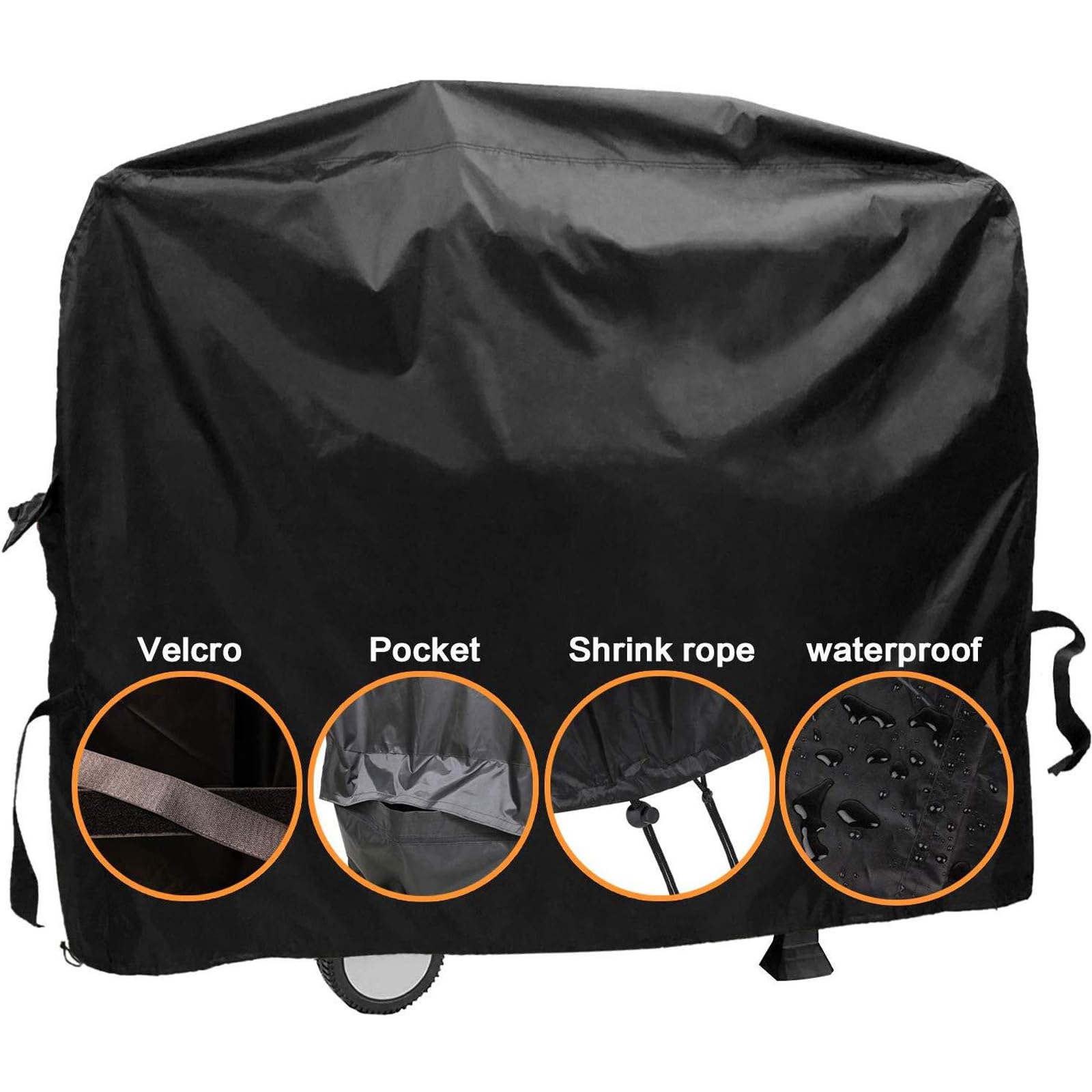 Copertura impermeabile per griglia 420D bue regolabile per barbecue, protezione resistente alle intemperie per uso esterno (dimensioni: 19 x 71 x 117 cm, colore: nero)