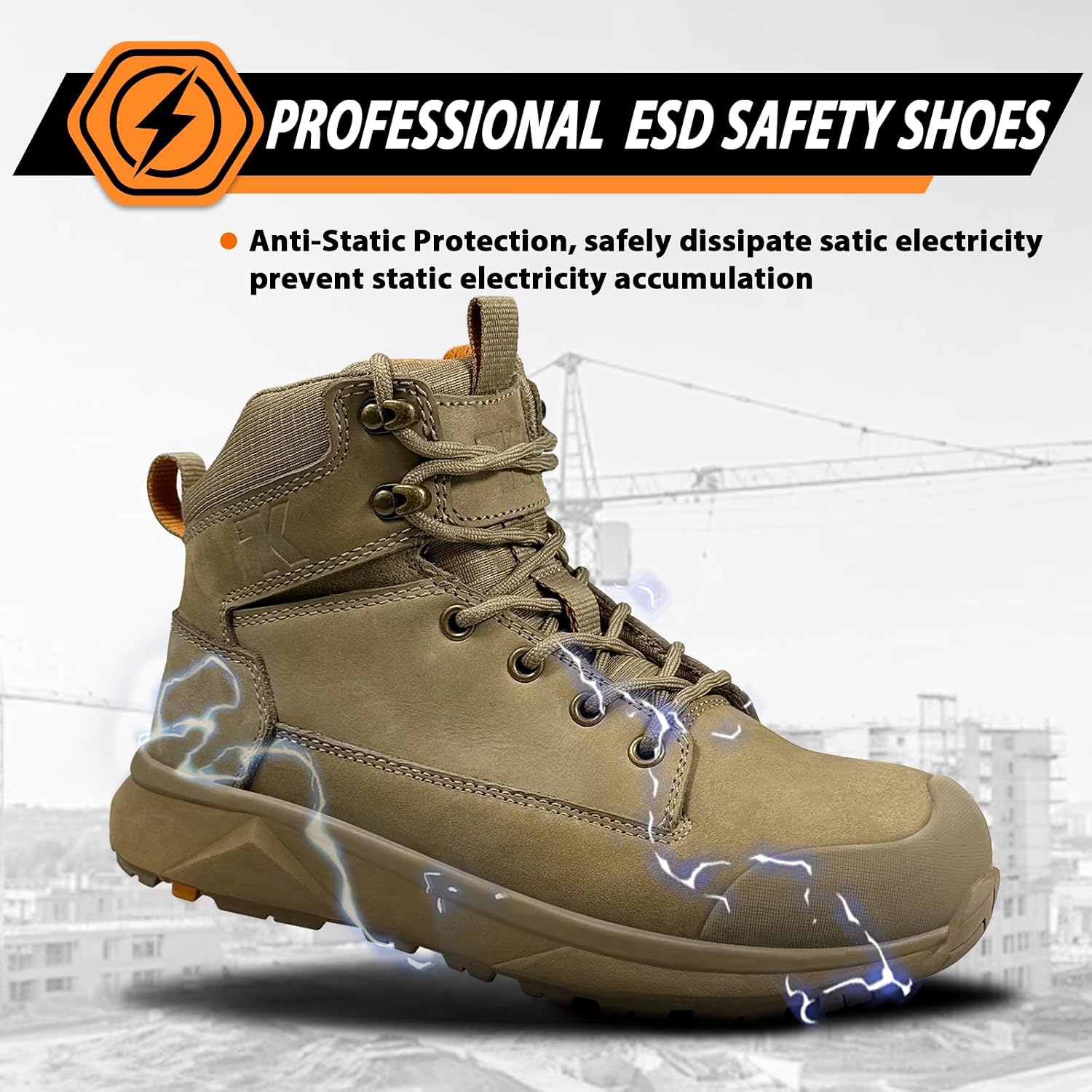 Alloy Toe Boots, ESD Shoes, Premium Genuine Leather Nubuck