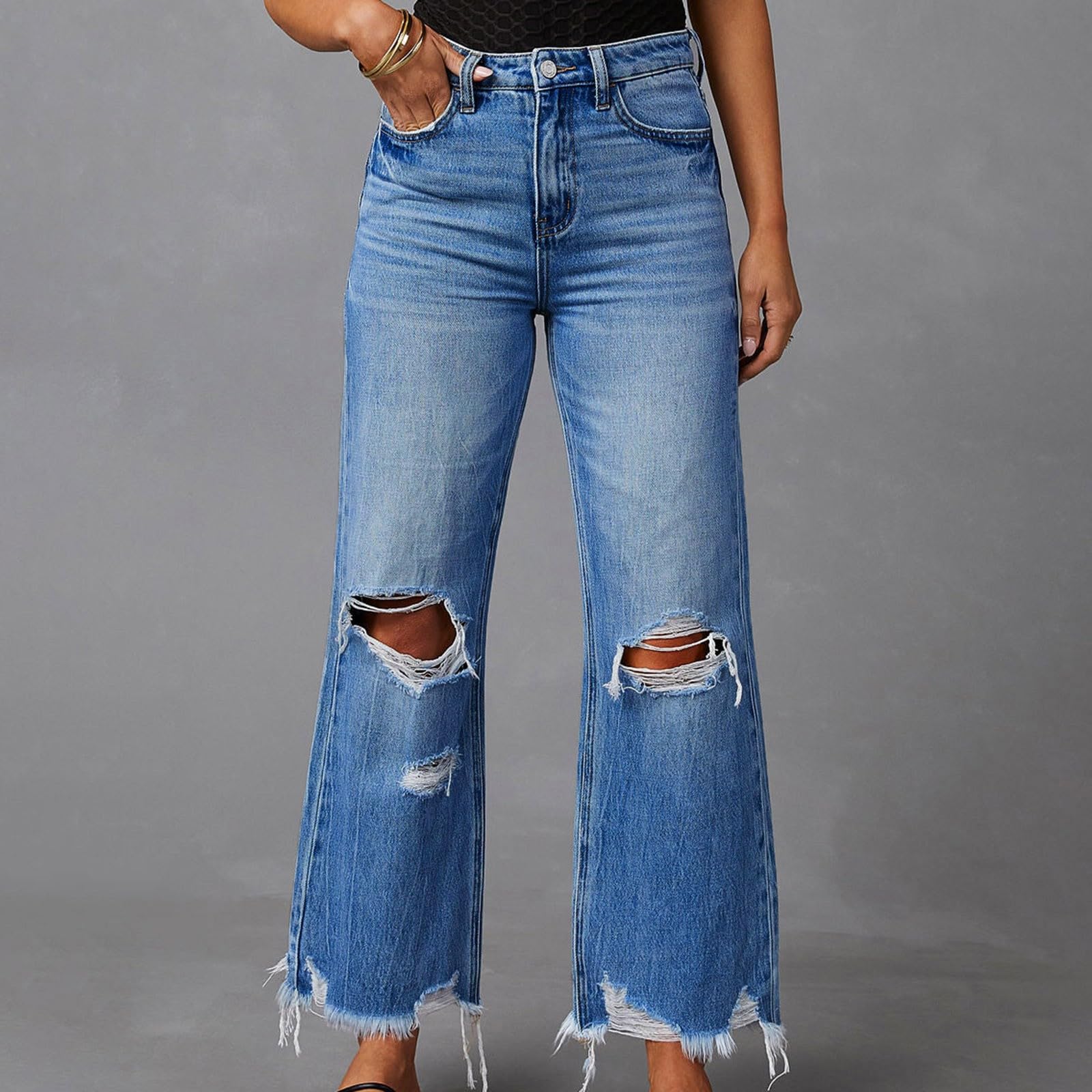 Bootcut Jeans Damen Damen Jeans Große Größen Jeanshose für Damen HIgh Waist Stretch Skinny Slim Fit Röhrenjeans Bleistiftjean Lässige Pant Schlank Stylische Hosen Jeans Damen Straight Valentinstag