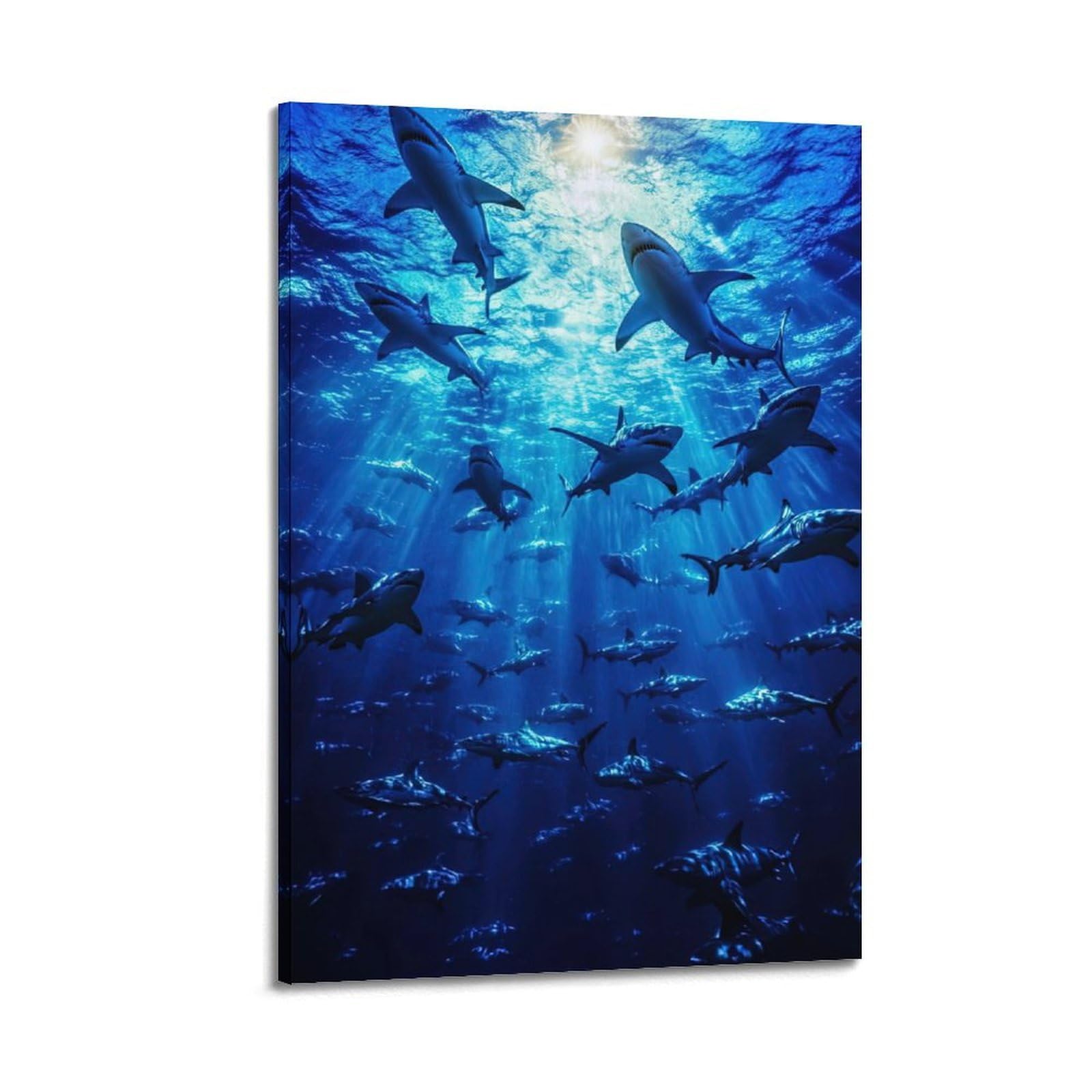 ZSZWHJ Animal Poster Shark Population Artwork Poster Decorative Painting Canvas Wall Posters And Art Picture Print Modern Family Bedroom Decor Posters 20x30inch(50x75cm)