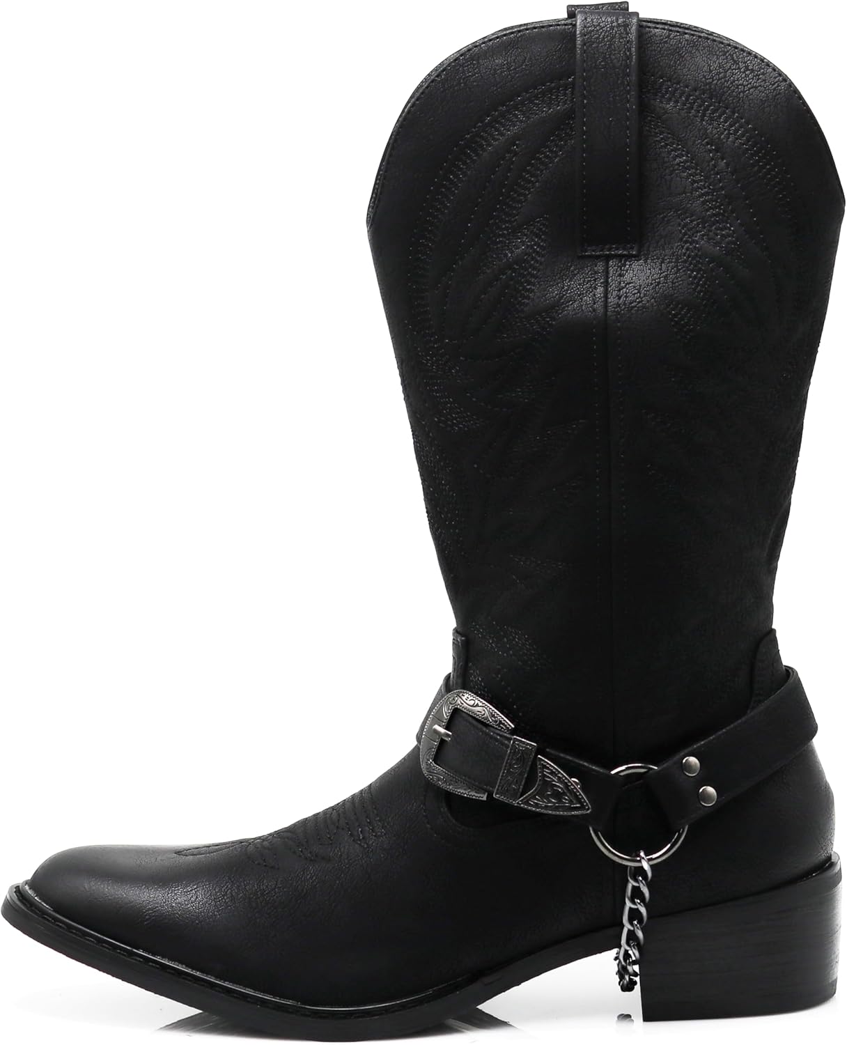 Enzo Romeo JVN Men's Dress Ankle Mid Calf Western Cowboy Boots Alligator Prints Side Zipper Removable Chain Low Heel