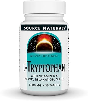 Source Naturals L-Tryptophan with Vitamin B-6 - Support Mood, Relaxation and Sleep* 1000 mg - 30 Tablets