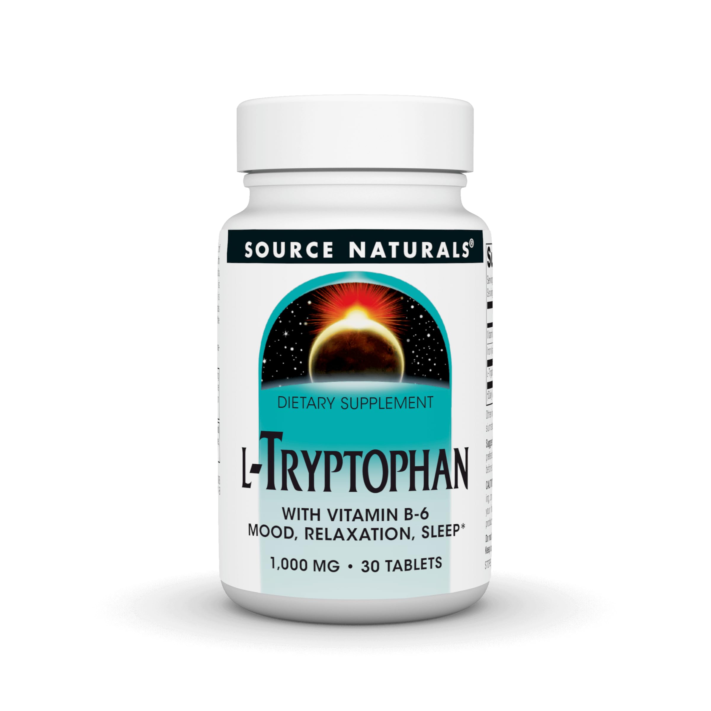 Source Naturals L-Tryptophan with Vitamin B-6 - Support Mood, Relaxation and Sleep* 1000 mg - 30 Tablets