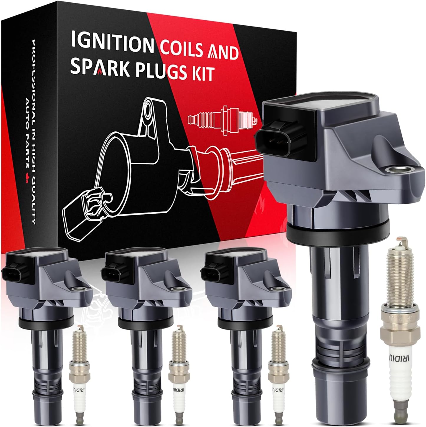 SCITOO 4 ignition coils with 4 iridium Spark Plugs for Honda for Acura 2012 2013 2014 2015 Civic ILX 5C1880 GN10421 6732317