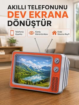 Retro TV Telefon Ekran B y t c  12 HD G r nt  B y tme Standl  Katlanabilir Telefon Tutucu