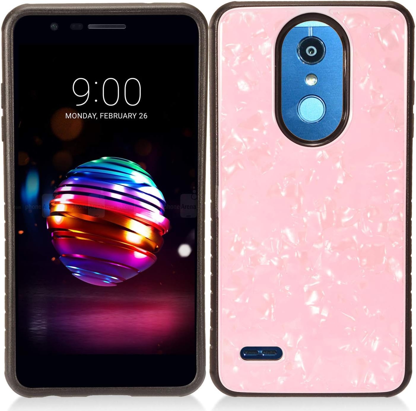 LG K30 LM-X410, Xpression Plus, Phoenix Plus X410AS, Harmony 2, CV3 Prime, Premier Pro LTE L413DL - Crystal Hybrid Hard Case + Tempered Glass Screen Protector - CG3 Pink
