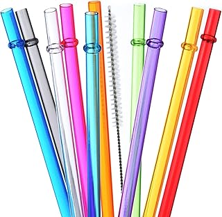 ALINK 13 inch Reusable Plastic Straws, Extra Long Colorful Tritan Tumbler Replacement Straws for