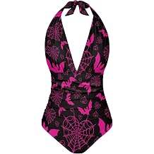One Piece Swimsuit Women Tummy Control V Neck Sexy Bathing Suit Halter Top Ruched Swimwear Beach Outfit XS-3XL