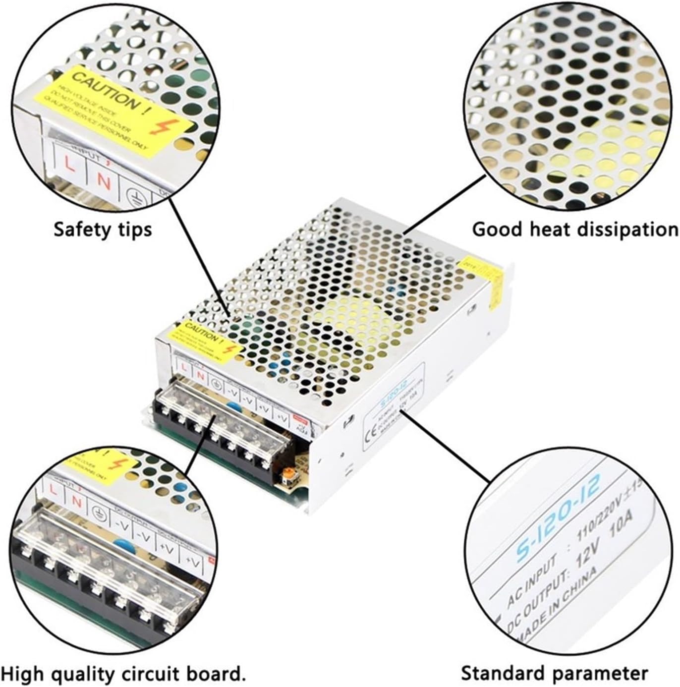 LED Power Adapter AC 110V 220V to DC 5V 12V 15A 75W 180W Switching Power Supply for LED Strip Lighting Transformer(12V 15A-180W-power)