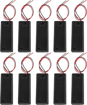 DIANN 10pcs حامل بطارية AAA مع مفتاح تشغيل الغطاء الخلفي للغطاء الخلفي للبطاريات 2X 1.5V حامل شاحن علبة تخزين كبل   