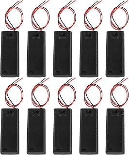 DIANN 10pcs AAA Battery Holder with Switch ON Off Case Back Cover 2X 1.5V Batteries Charger Holder Spring Clip Storage Box Cell Cable