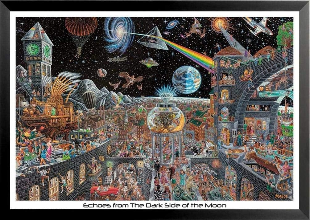 buyartforless Work Framed Echoes from The Dark Side of The Moon 50 Pink Floyd Songs by Tom Masse 32x22 Music Art Print Poster Rock and Roll Man Cave, Black