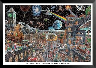 buyartforless Framed Echoes from The Dark Side of The Moon 50 Pink Floyd Songs by Tom Masse 32x22 Music Art Print Poster Rock and Roll Man Cave