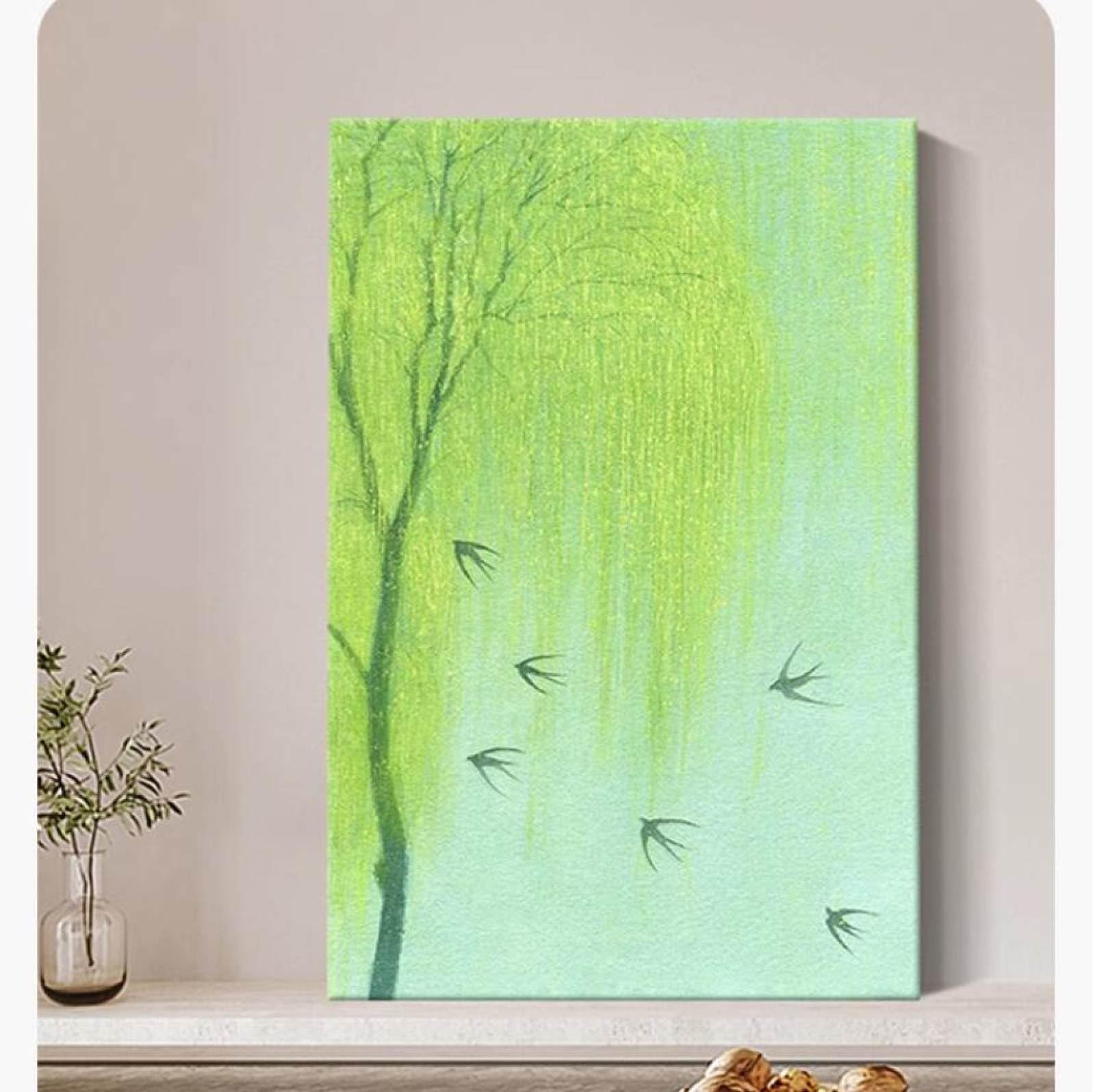 Peinture à l'huile hirondelle art abstrait tableau mural toile grand format luxe