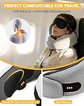 Memory Foam Travel Neck Pillow, Ergonomic Cervical Support Pillow, Removable Washable Cover Neck Pillow for Airplane Car Road Trip Office Naps Camping (Grey)