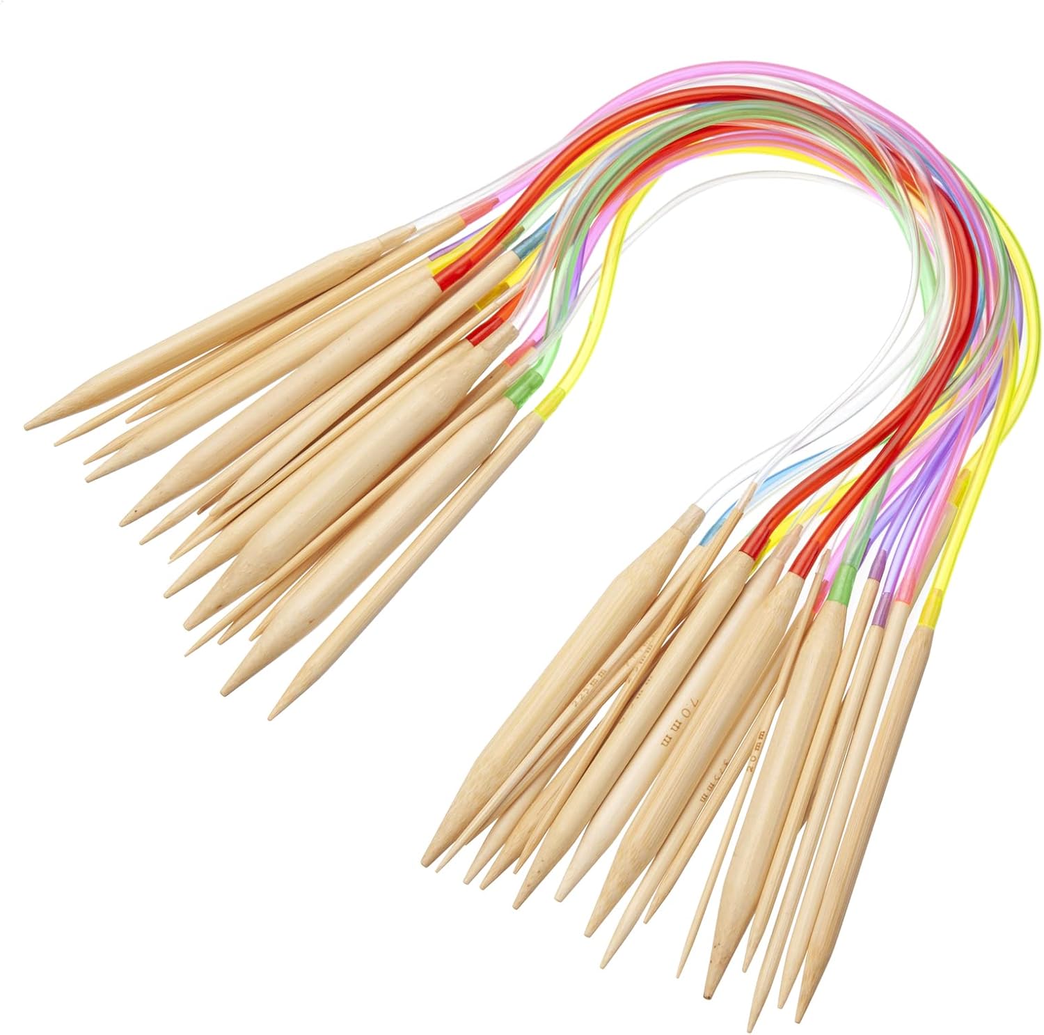 Bamboo Circular Knitting Needles 16 Inch for Beginners, 18 Pairs Wooden