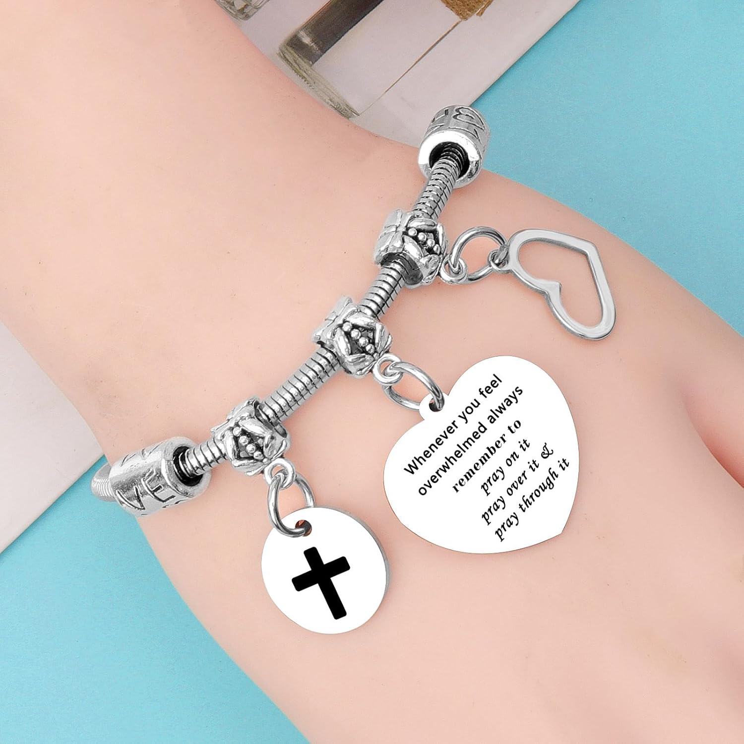 Mxrymvu Religious Gift for Women Cross Bracelet Christian Gifts for Female Inspirational Gifts for Friends Mom Daughter Jewelry Confirmation Baptism Easter Gift for Christmas Birthday Thanksgiving - Image 2