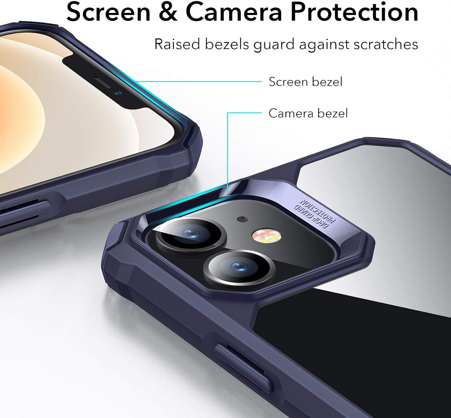 ESR Air Armor Case Compatible with iPhone 12 Case/Compatible with iPhone 12 Pro Case (2020) [Military Grade Protection] [Shock-Absorbing Corners] Hard PC + Flexible TPU Frame, 6.1" - Transparent Blue
