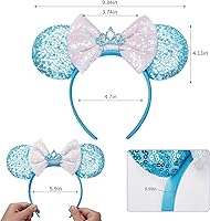 Vista 186 de FANYITY Orejas de ratón, diadema de lentejuelas con orejas de ratón para niños, niñas y mujeres (MN)