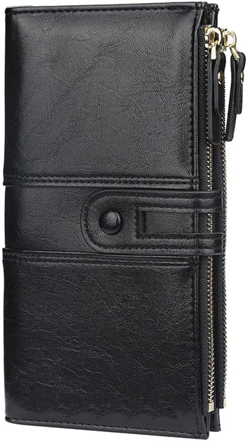 portfel, Modne portfele damskie, długi skórzany uchwyt na karty(Black)