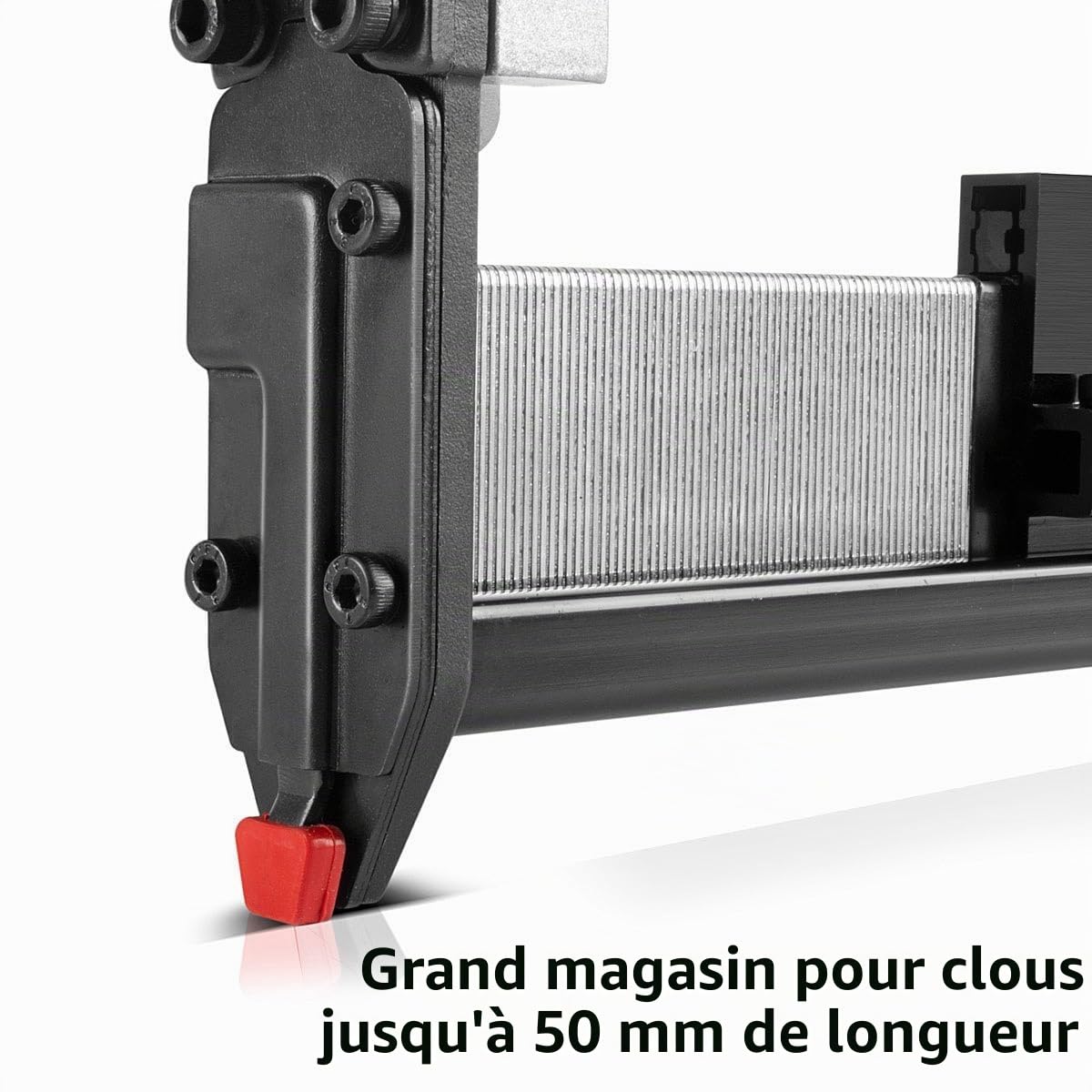 STAHLWERK Cloueur pneumatique DN-50 ST pistolet à clous avec une pression de travail de 5-7 bars, adapté aux clous de calibre 18 et aux aiguilles à clouer avec accessoires et valise de transport