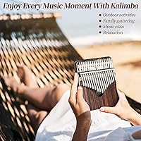 Vista 4 de Kalimba - Piano de pulgar de 17 teclas para regalo de vacaciones (rojo marrón)