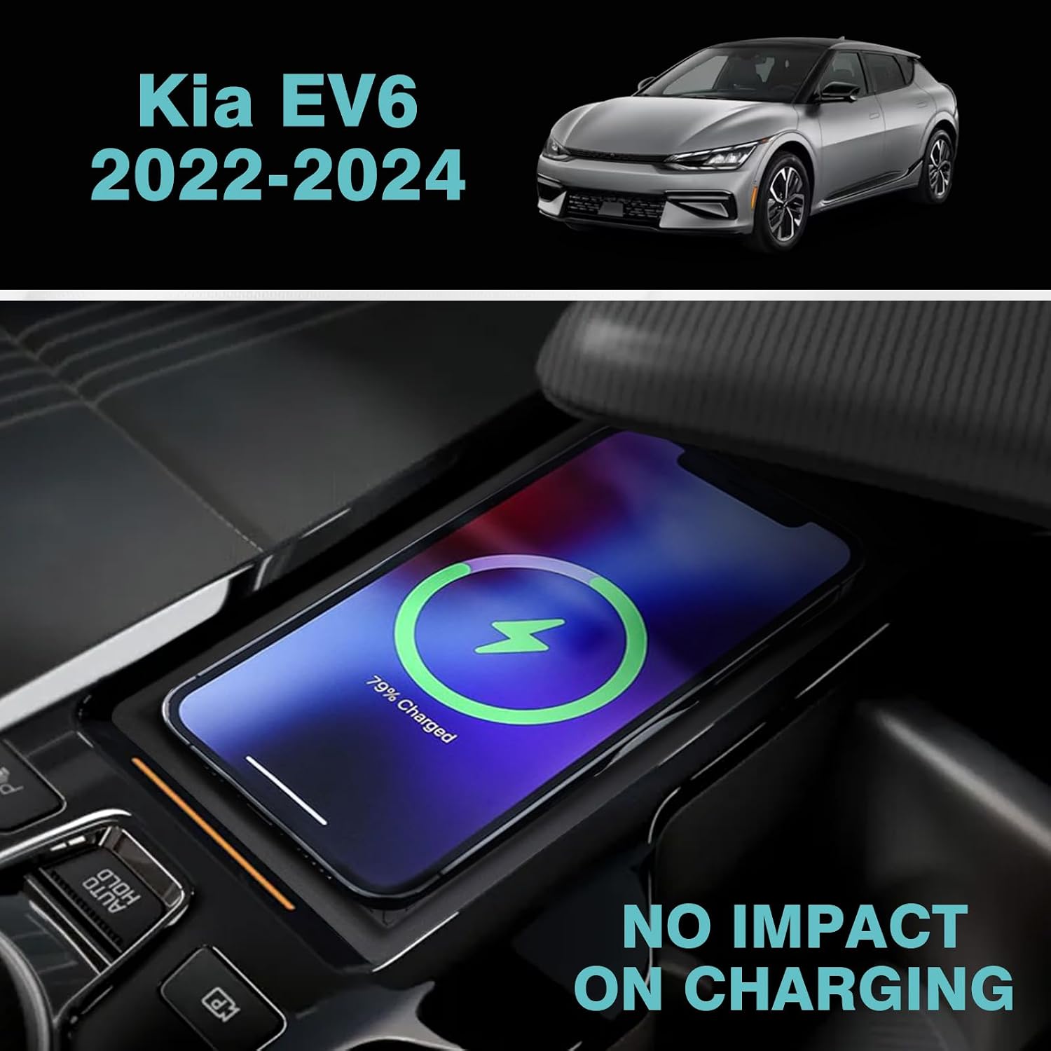 BestEvMod for EV6 Center Console Phone Charge Area Silicone Mat Non Slip Silicone Pad Interior Accessories Compatible with 2022 2023 2024 Kia EV6 image 4