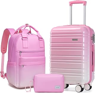 LARVENDER 3-Piece Carry-On Luggage Set With Backpack