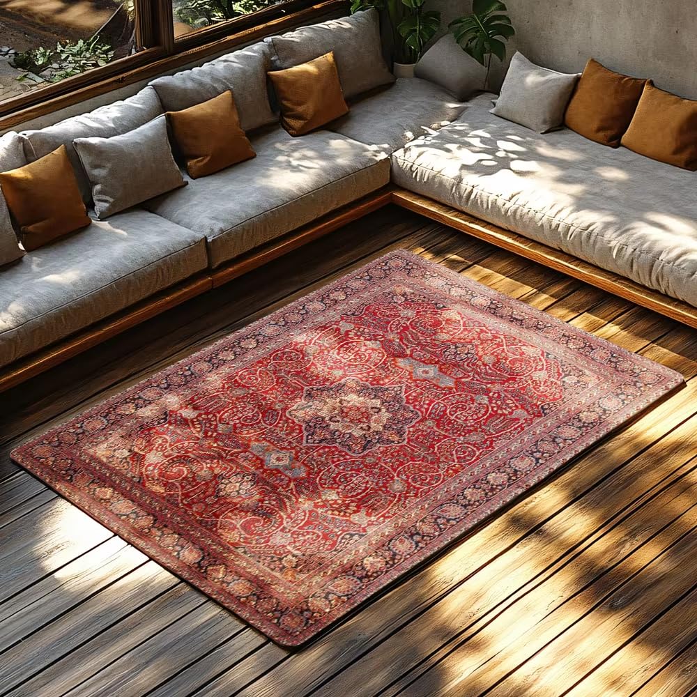 Tapis salon antidérapant vintage qui ne glisse pas - Style bohème doux 180x240cm