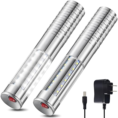 Civaner 2 Pcs LED Bottle Service Lights Strobe Bottle Girl Lights Baton Reusable Rechargeable Service LED Champagne for Bar Club Birthday Weddings Parties(Silver, White Light)