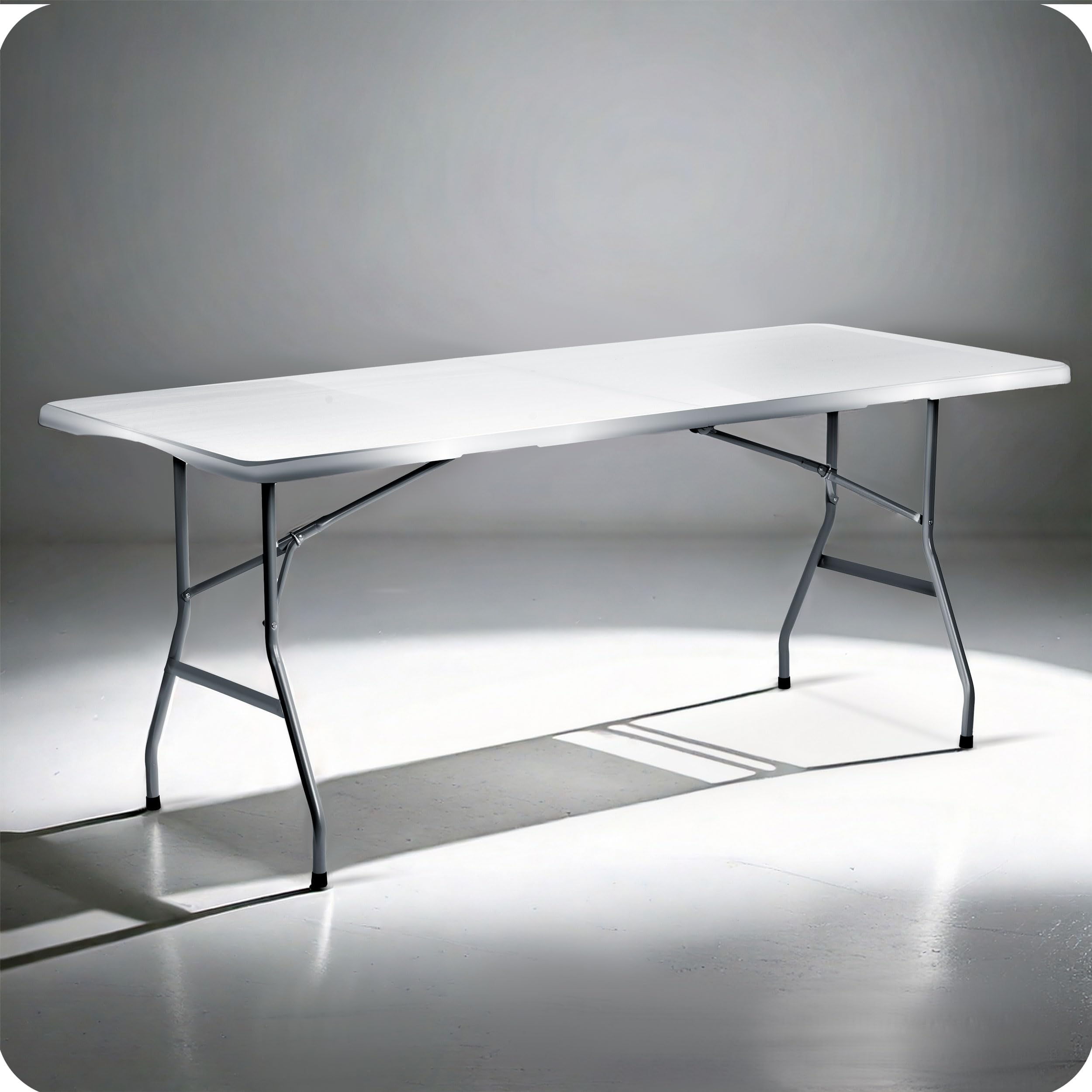 Tavolo da giardino, pieghevole, 180 x 74 cm, con maniglia, pieghevole, per feste, colore bianco