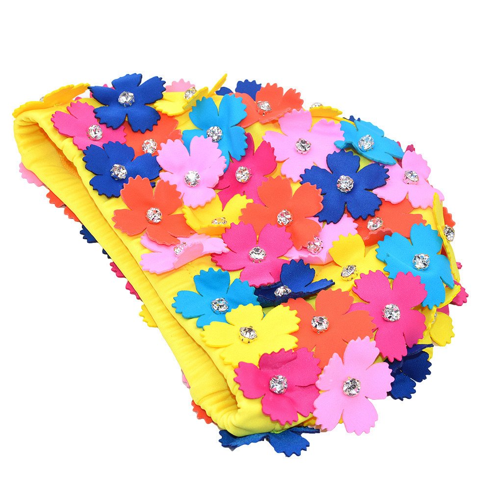 Handbuch Strass Floral Blütenblatt Retro Stil Schwimmen Gap Badekappen für Frauen